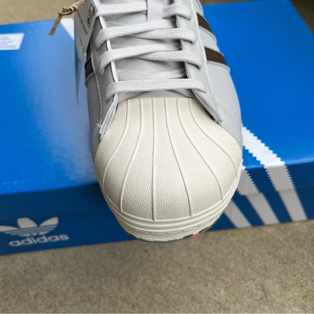 adidas Superstar Golf Sz 11.5 GREY BROWN Shoes ID9298 NEW! NWB - Picture 4 of 9